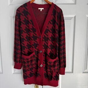 Maurice XS Button Giant Houndstooth Cardigan‎ w/Patch Pockets, Nerdy Academia